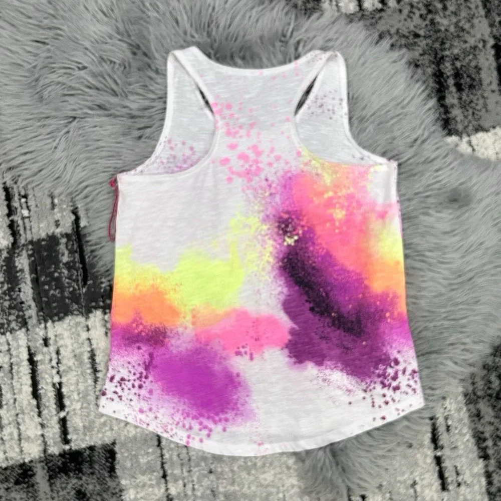 Justice Girls Sparkle Logo And Neon Splatter Tank Size XL 16/18